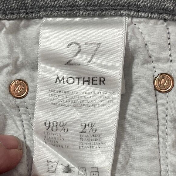Mother The Dropout Cropped Slim Jeans in a gray "Holy Smokes" wash Sz 27 - Picture 7 of 10